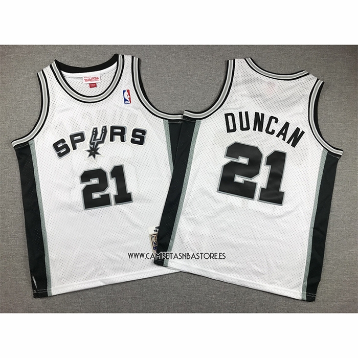 Tim Duncan NO 21 Camiseta Nino San Antonio Spurs Mitchell & Ness 1998-99 Blanco